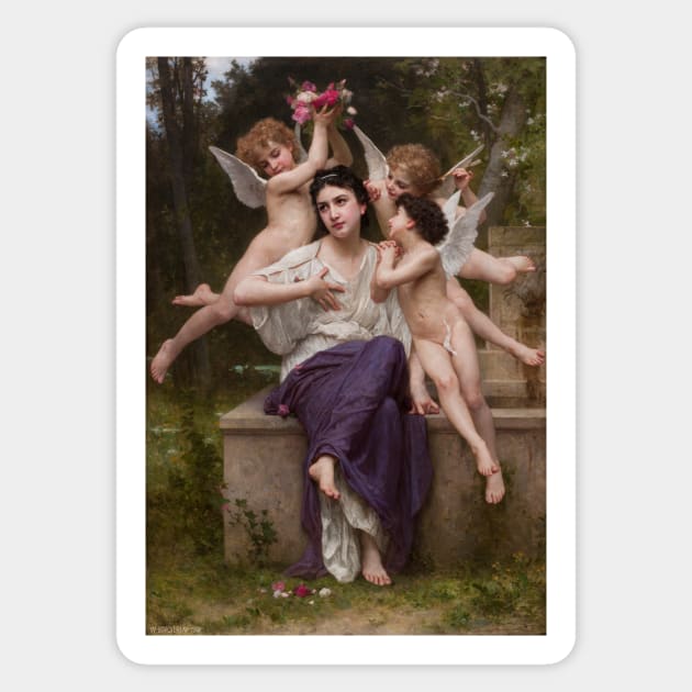 Dream of Spring by Bouguereau Sticker by MasterpieceCafe